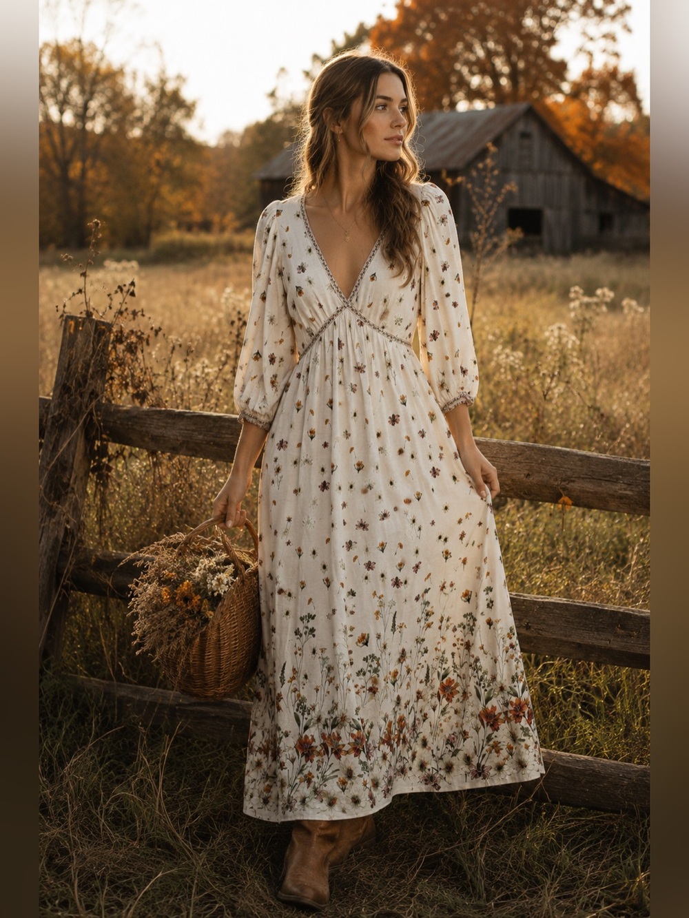Max Studio London Floral Prairie Maxi Dress Large Linen Rayon Cottagecore NWOT